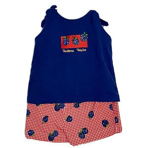Vintage 90s Baby Gap Blueberry Shorts & Tank  Co-Ord Set Outfit 3-6 Mths